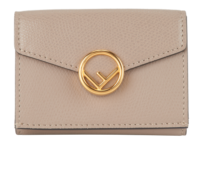 Fendi F Micro Tri-Fold Wallet, &pound;275, Accessories, Taupe, Leather, Front view